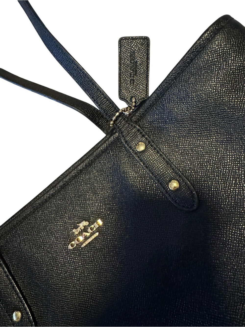 Coach Black Saffiano Leather Tote Bag with Gold Hardware